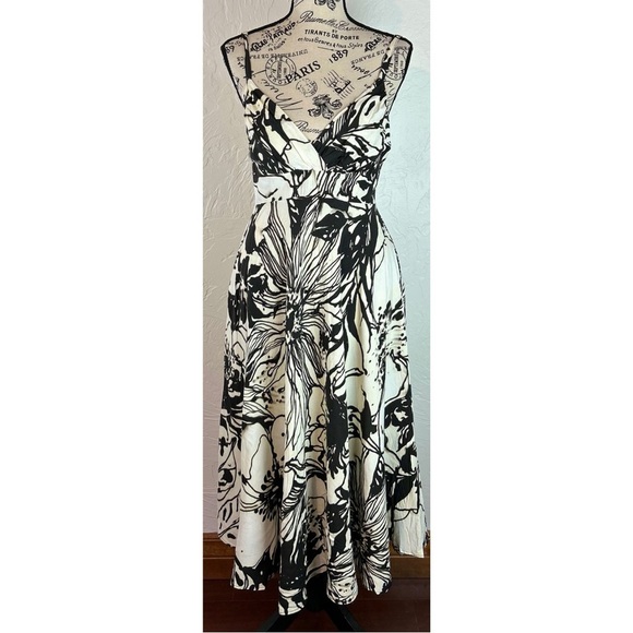 Jams World Women’s Floral Hibiscus Print Fit and Flare Midi Dress Resortwear, XS - Picture 2 of 11